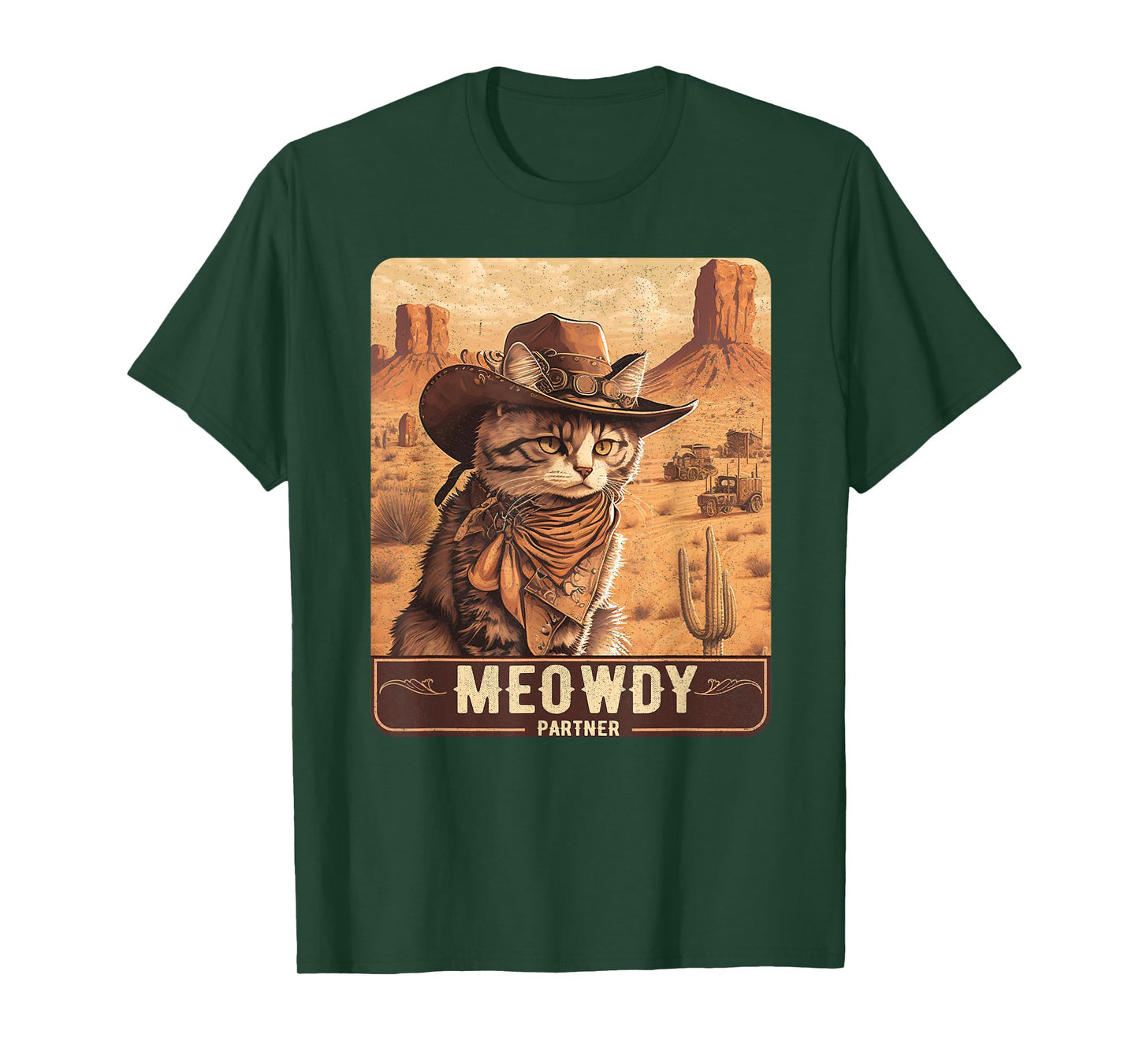 Meowdy! Funny Country Music Cat Cowboy Hat Poster Funny T-Shirt