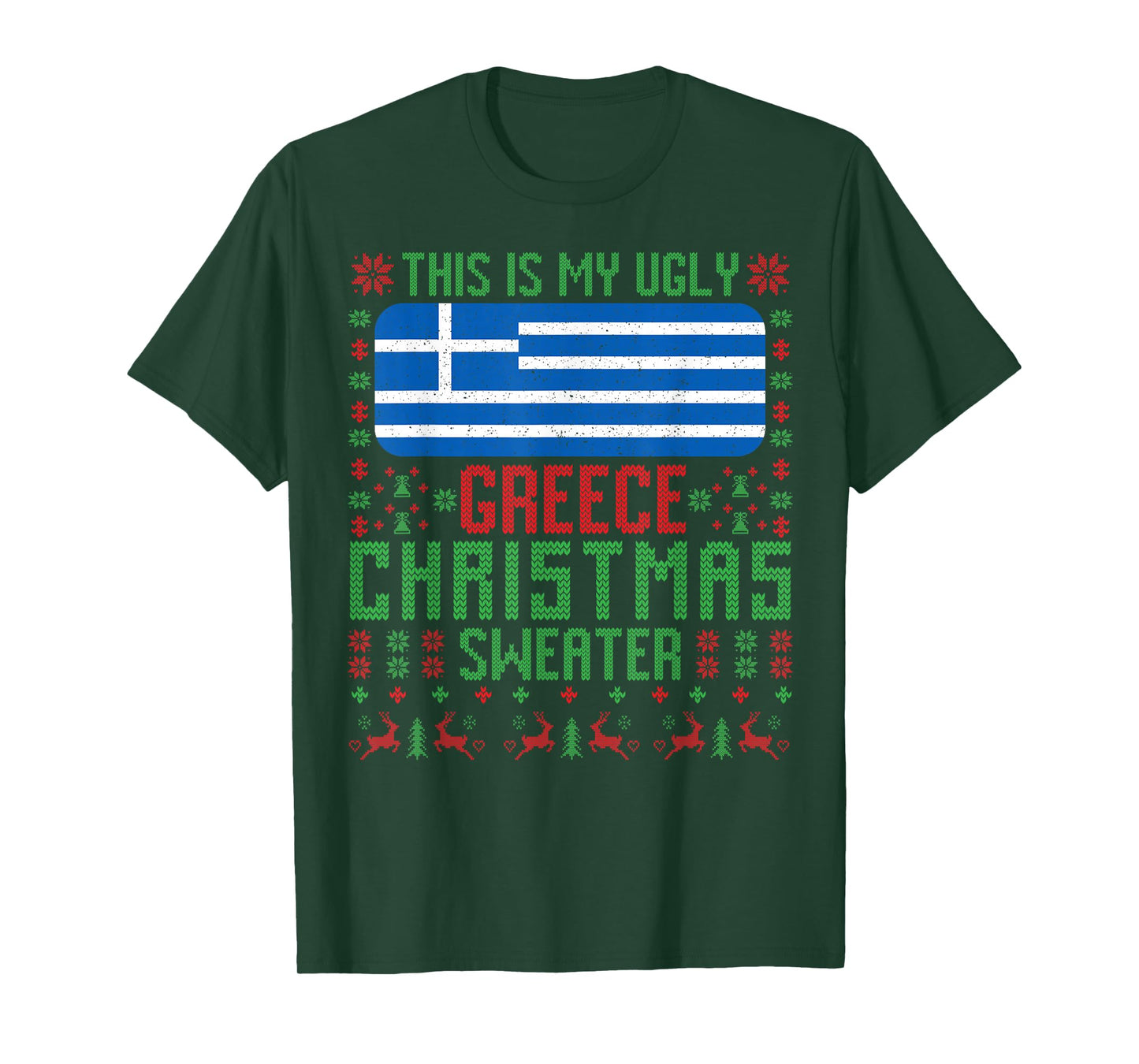 Greek Ugly Christmas Sweater Greek Flag for Greece T-Shirt