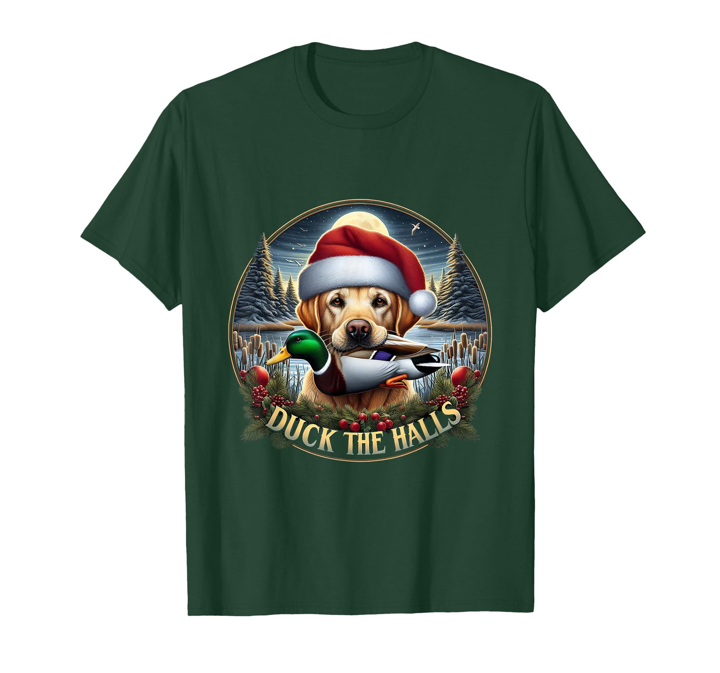 Dog Santa Duck Hunting Christmas Funny Adventure Awaits T-Shirt