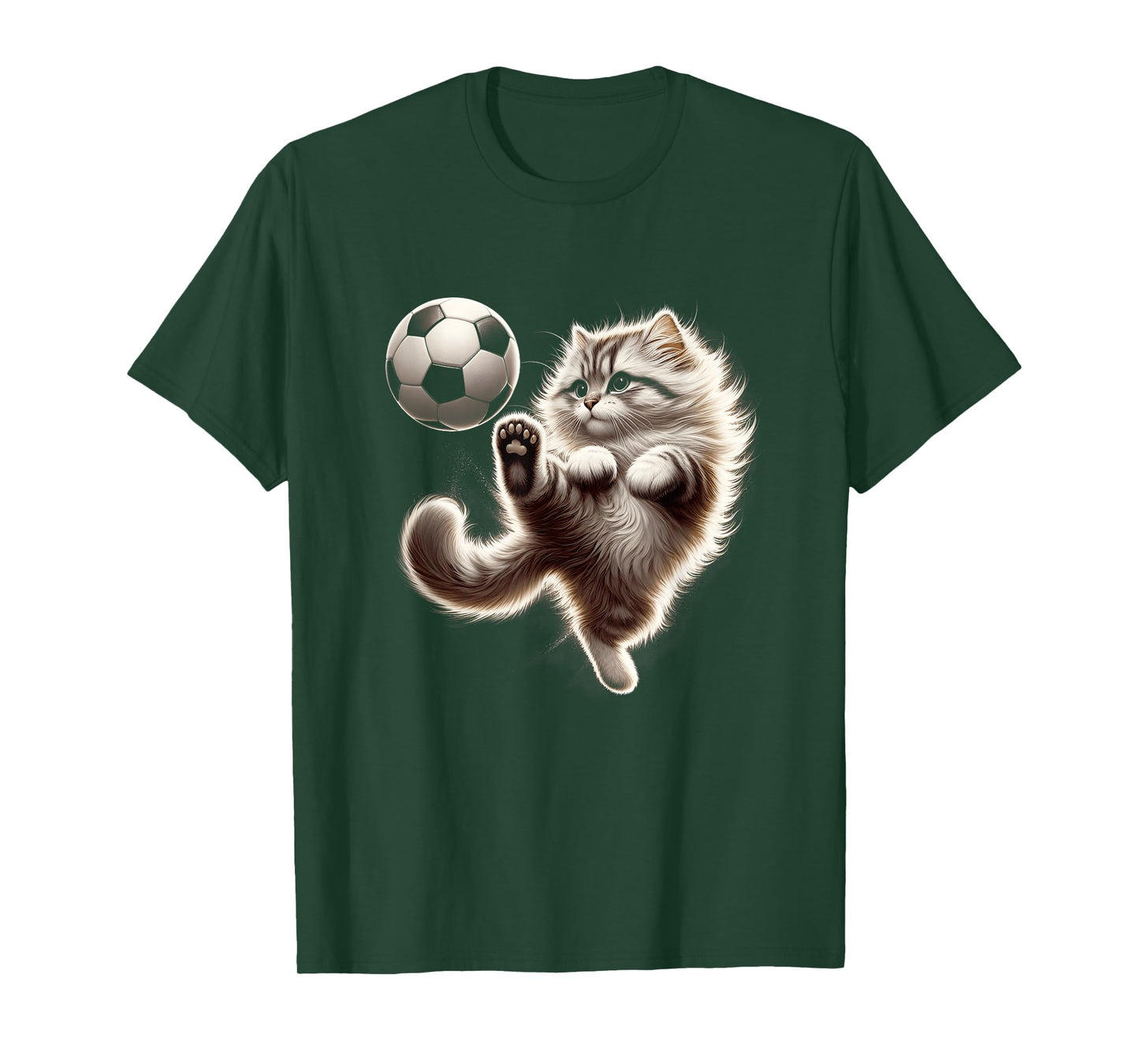 Funny Cat Soccer Ball Cat Playing Soccer Meme Sport T-Shirt for Men Women Kids
