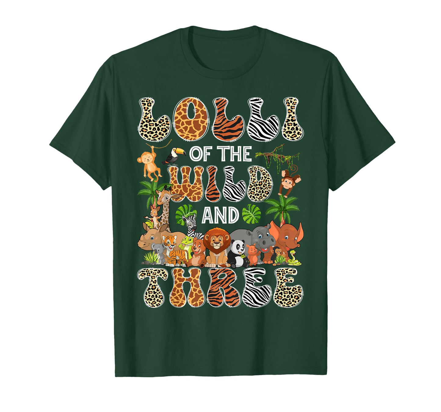 Lolli Of The Wild And Three 3Rd Birthday Boy Safari Jungle T-Shirt