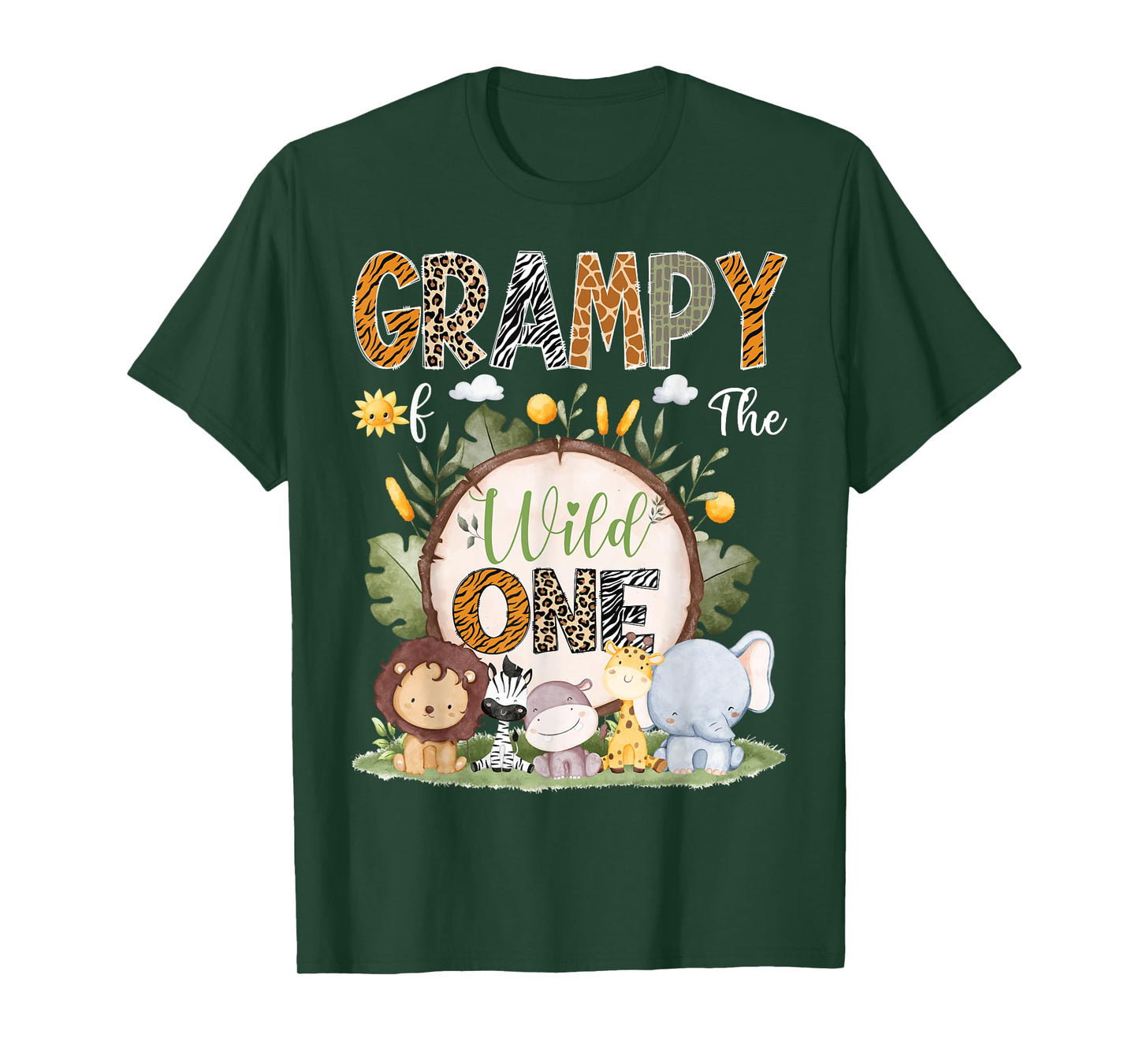 Grampy Of The Wild One 1St Birthday Kids Safari Woodland T-Shirt