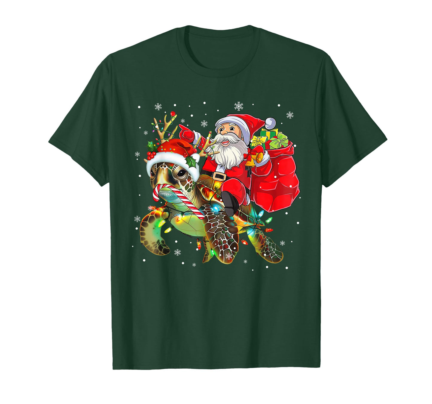 Funny Turtle Christmas Santa Riding Sea Turtle Xmas 2025 T-Shirt