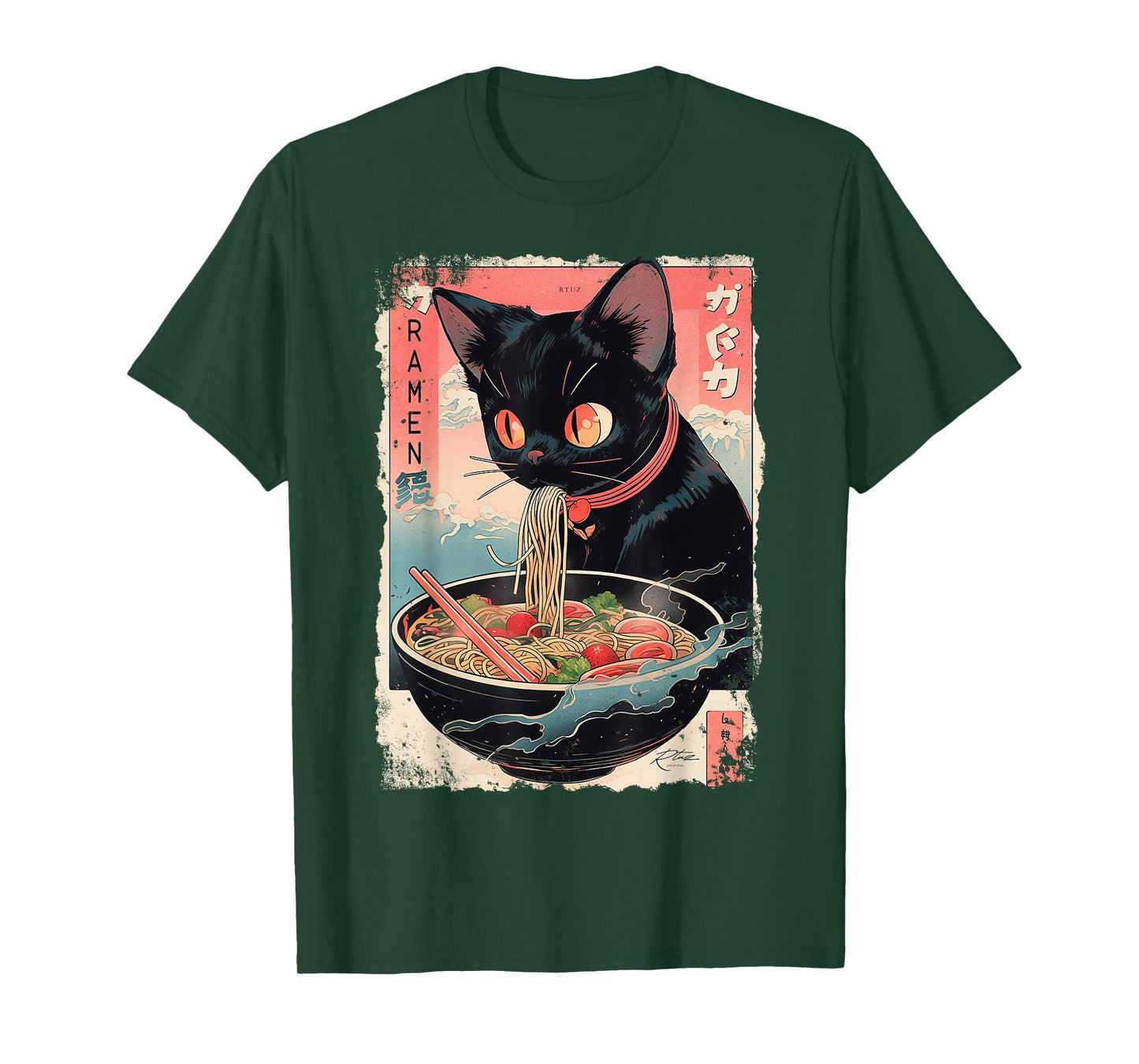 Ramen Noodles Cat Japan Y2K Kawaii Retro Cats Manga Anime T-Shirt