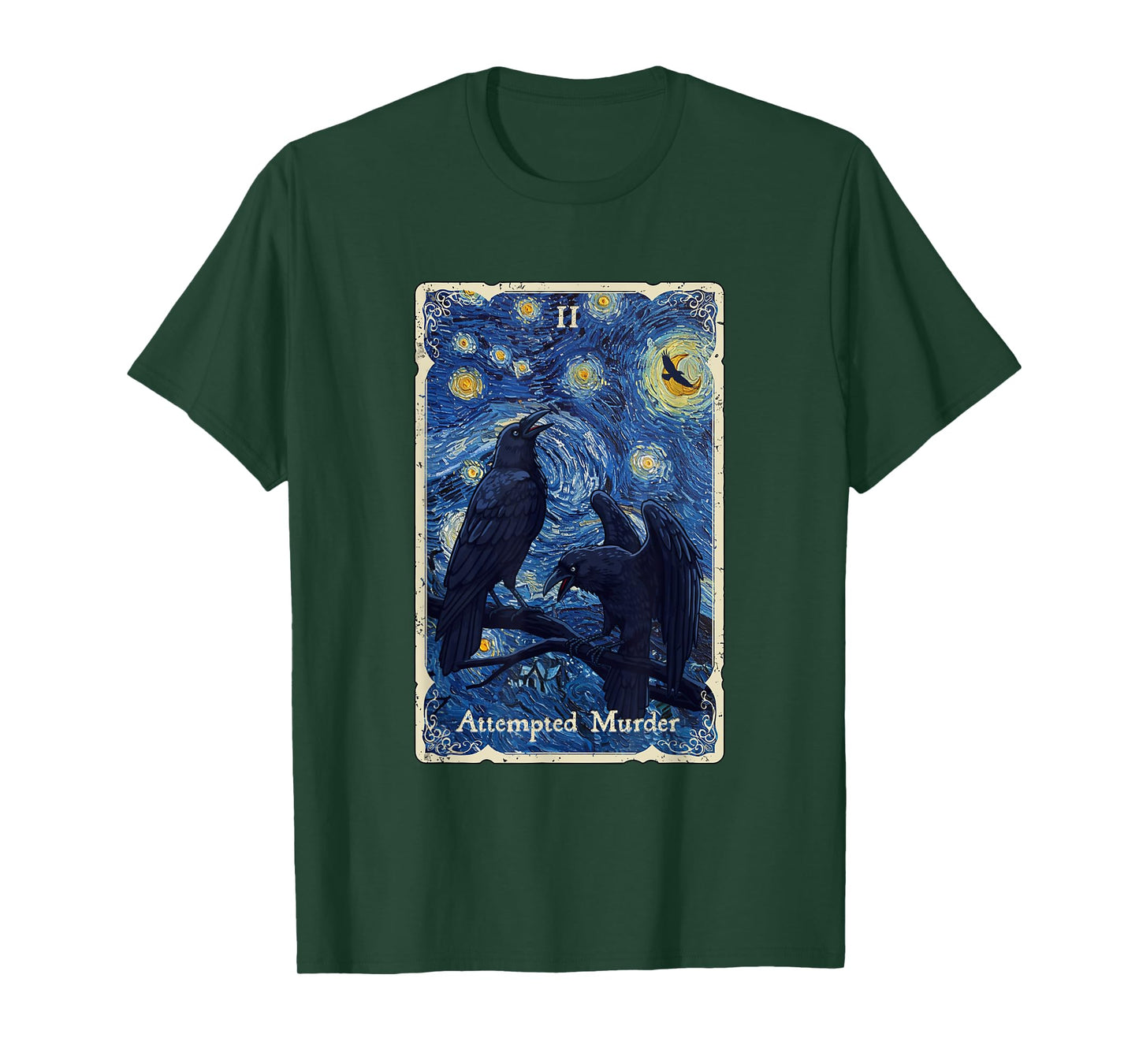 Attempted Murder of Crows Tarot Card Starry Night Van Gogh T-Shirt