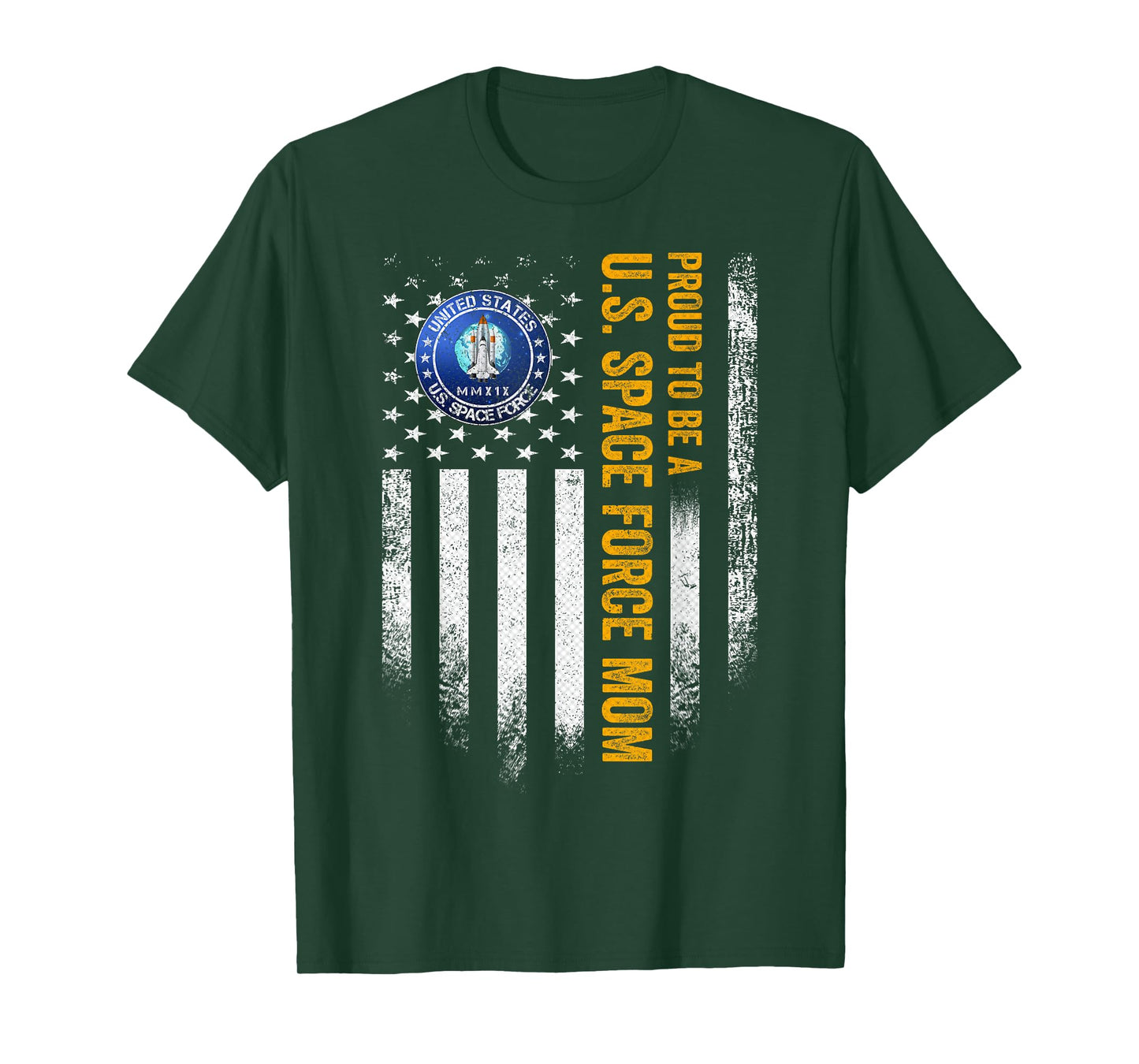 Vintage USA American Flag Proud To Be A US Space Force Mom T-Shirt