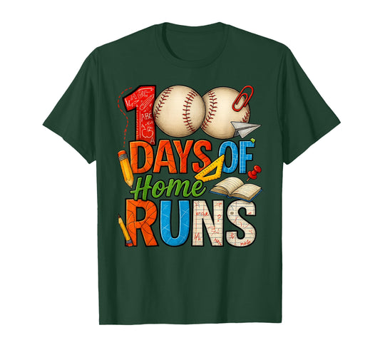 100 Days of Home Runs Baseball School Celebration T-Shirt