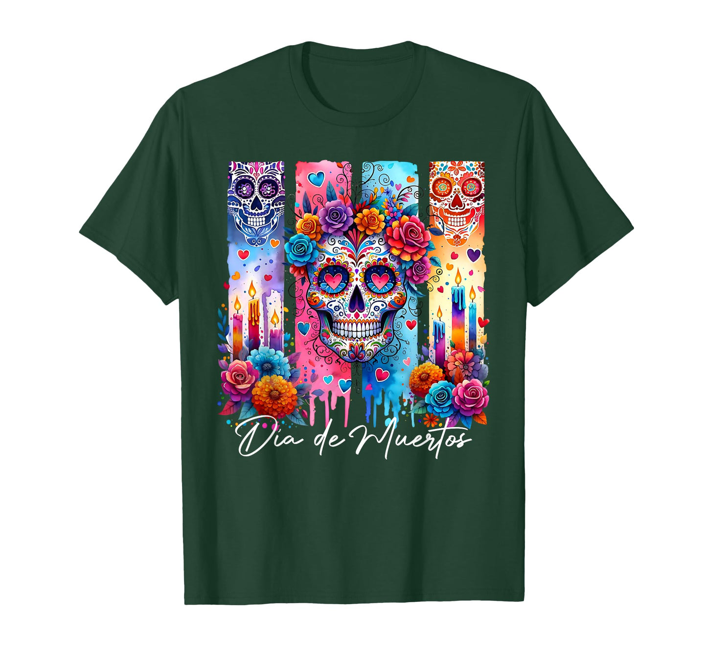 Rose Flower Skull Day Of The Dead Dia De Los Muertos Catrina T-Shirt