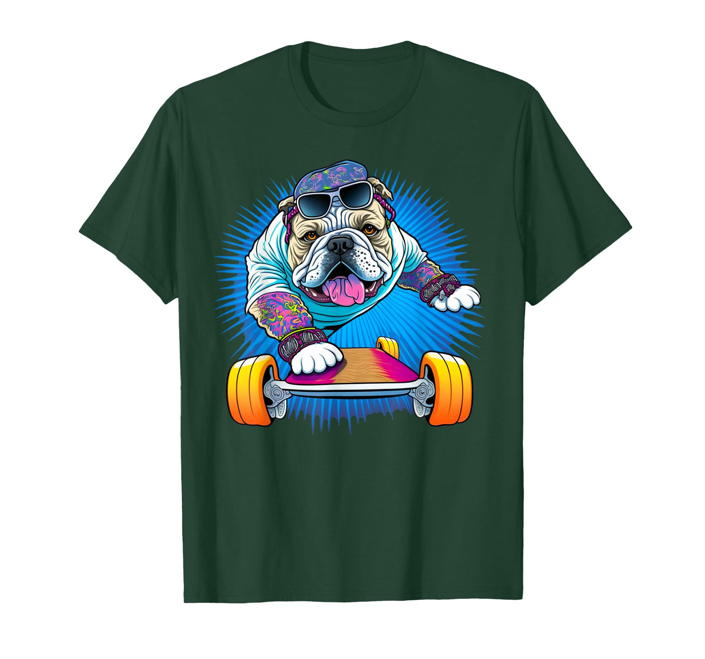 Funny Skateboarding Bulldog T-Shirt