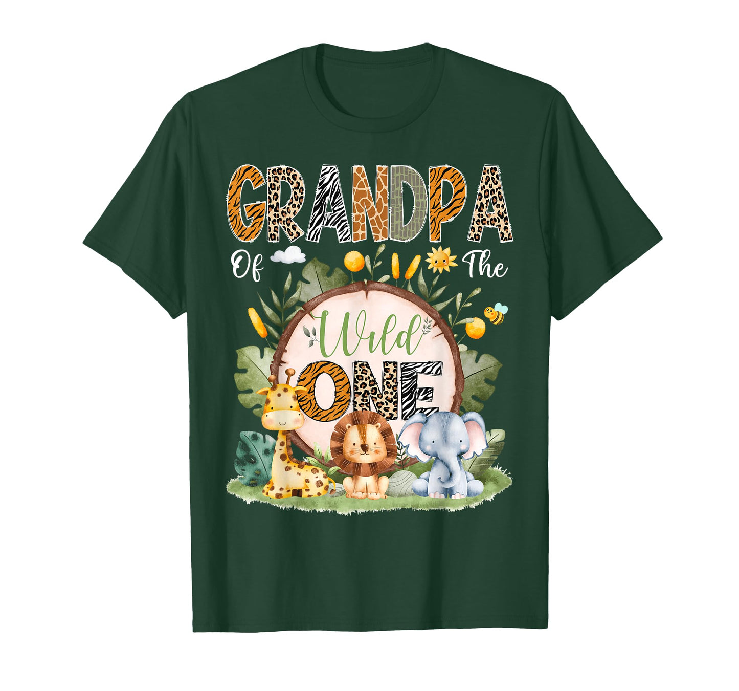 Grandpa Of The Wild One 1St Bday Safari Jungle Animals T-Shirt