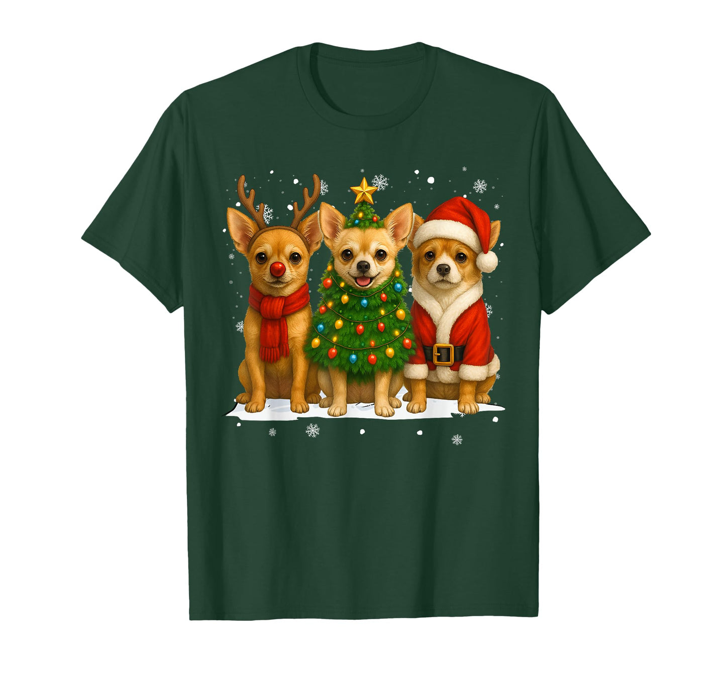 Retro Christmas Chihuahua Santa Reindeer Dog Lover T-Shirt