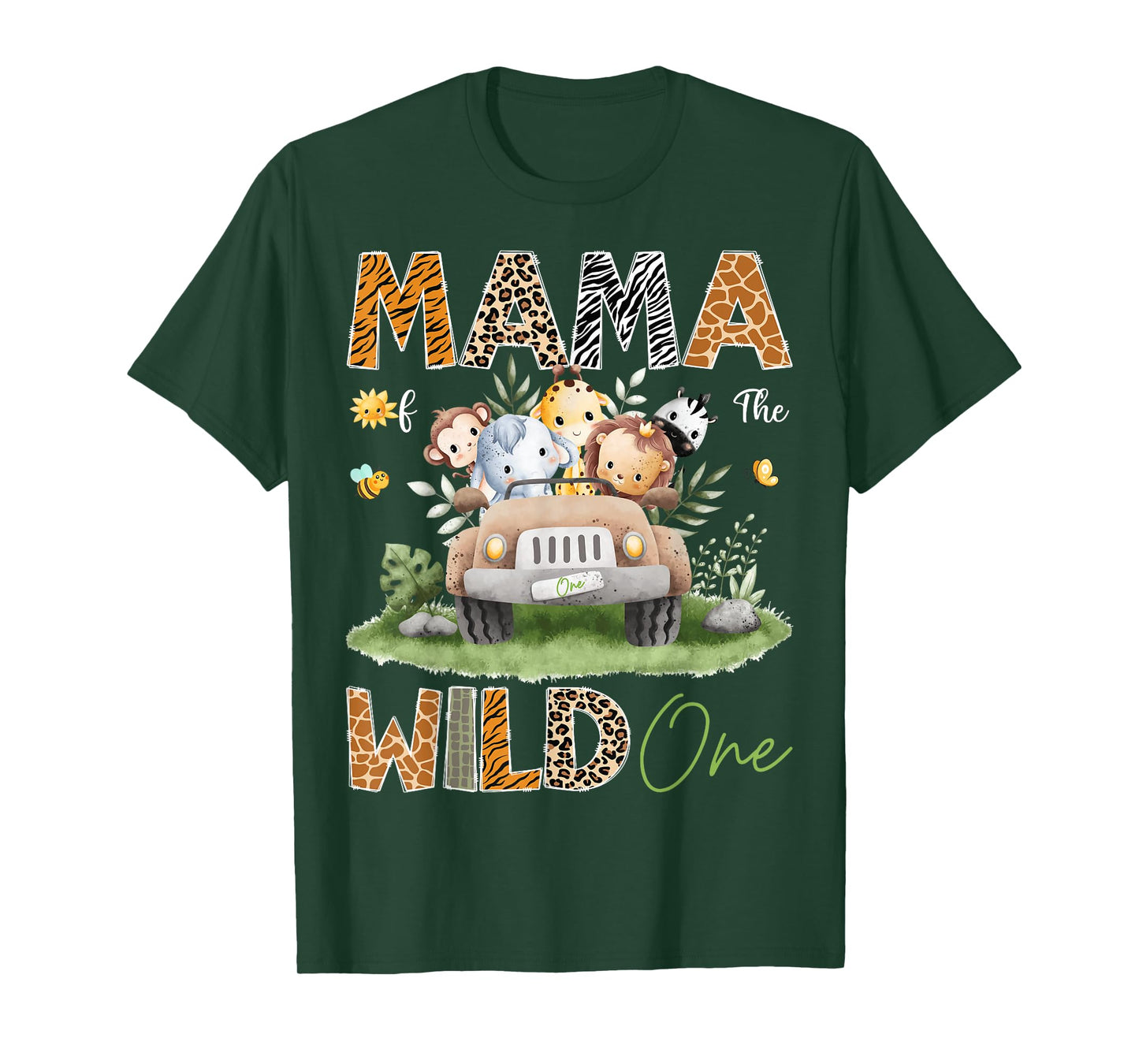 Mama of the Wild One 1St Birthday Safari Animals Truck T-Shirt