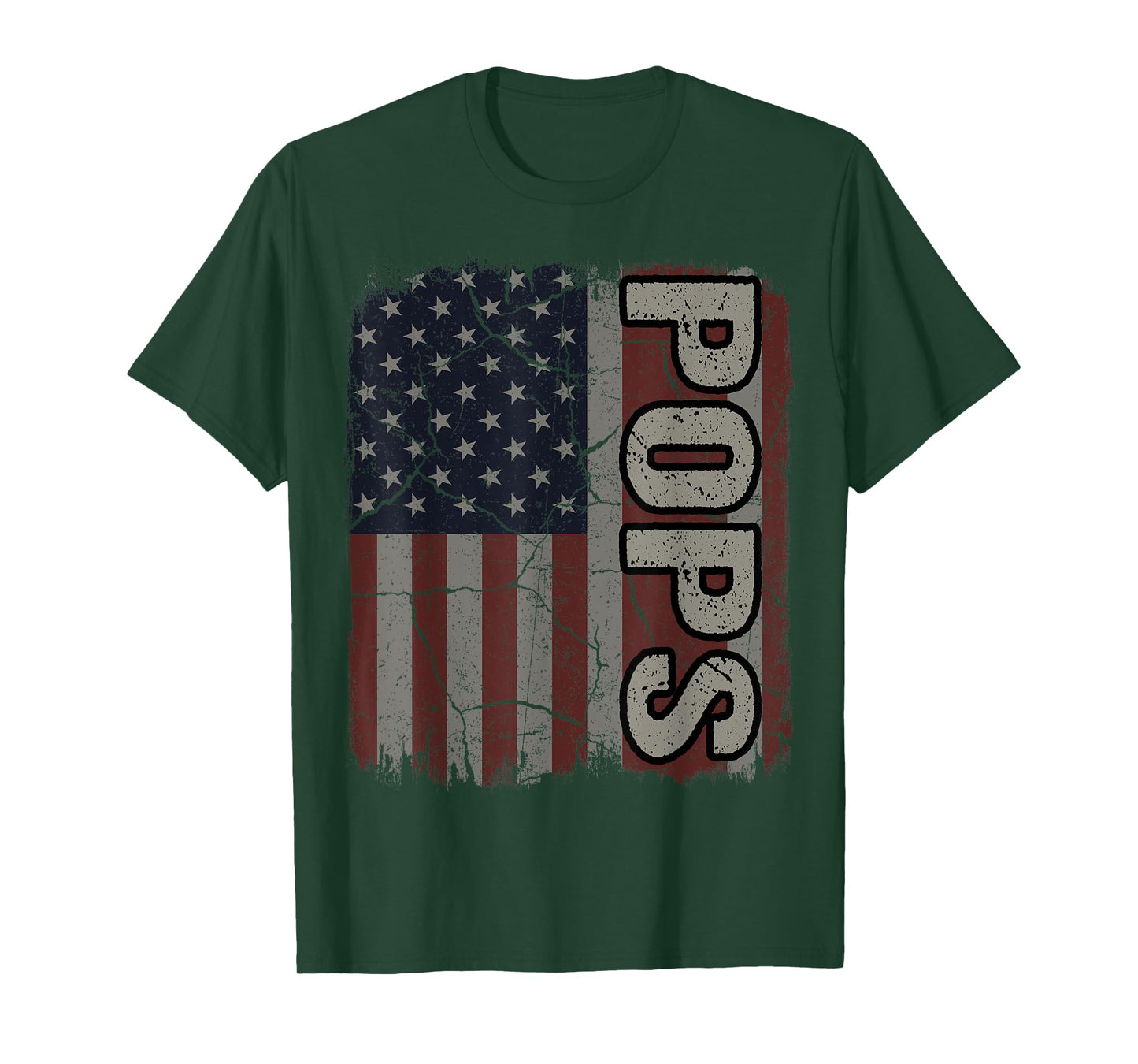 Pops American Flag Vintage Father's Day 4th of July Gift T-Shirt