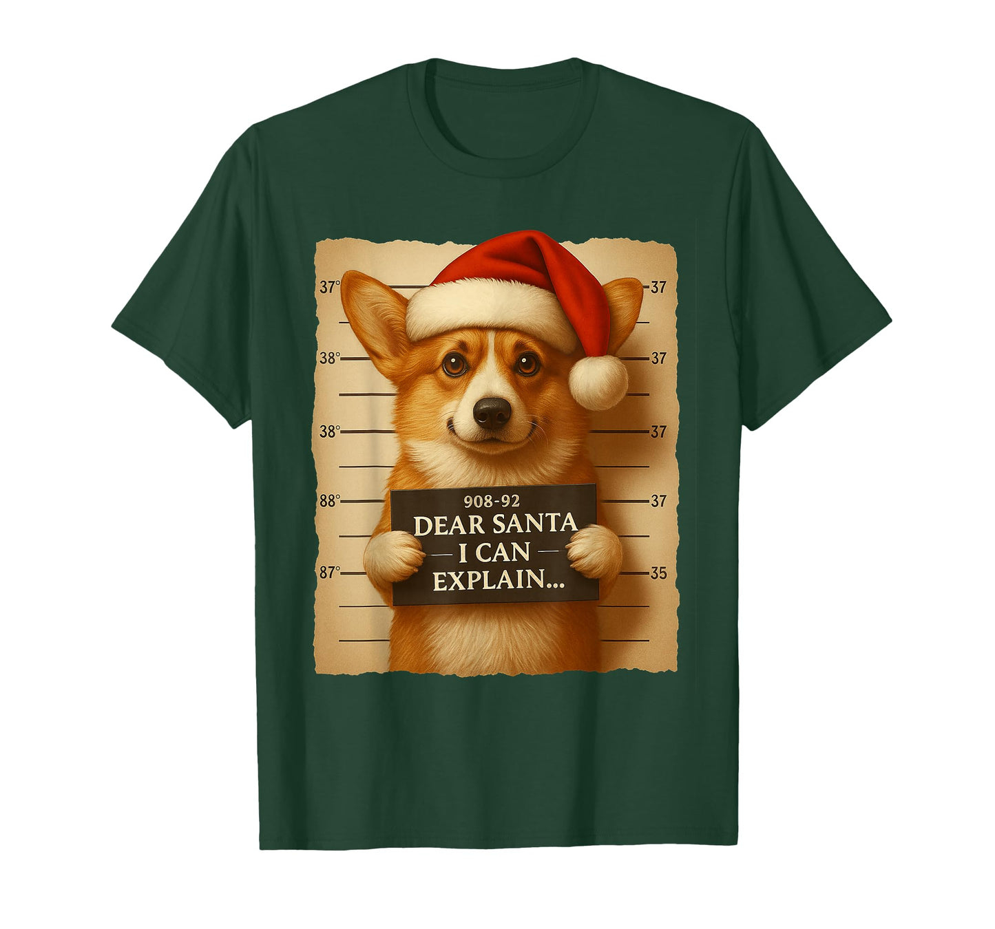 Funny Christmas Dog - Cute Corgi Santa Hat Tee T-Shirt