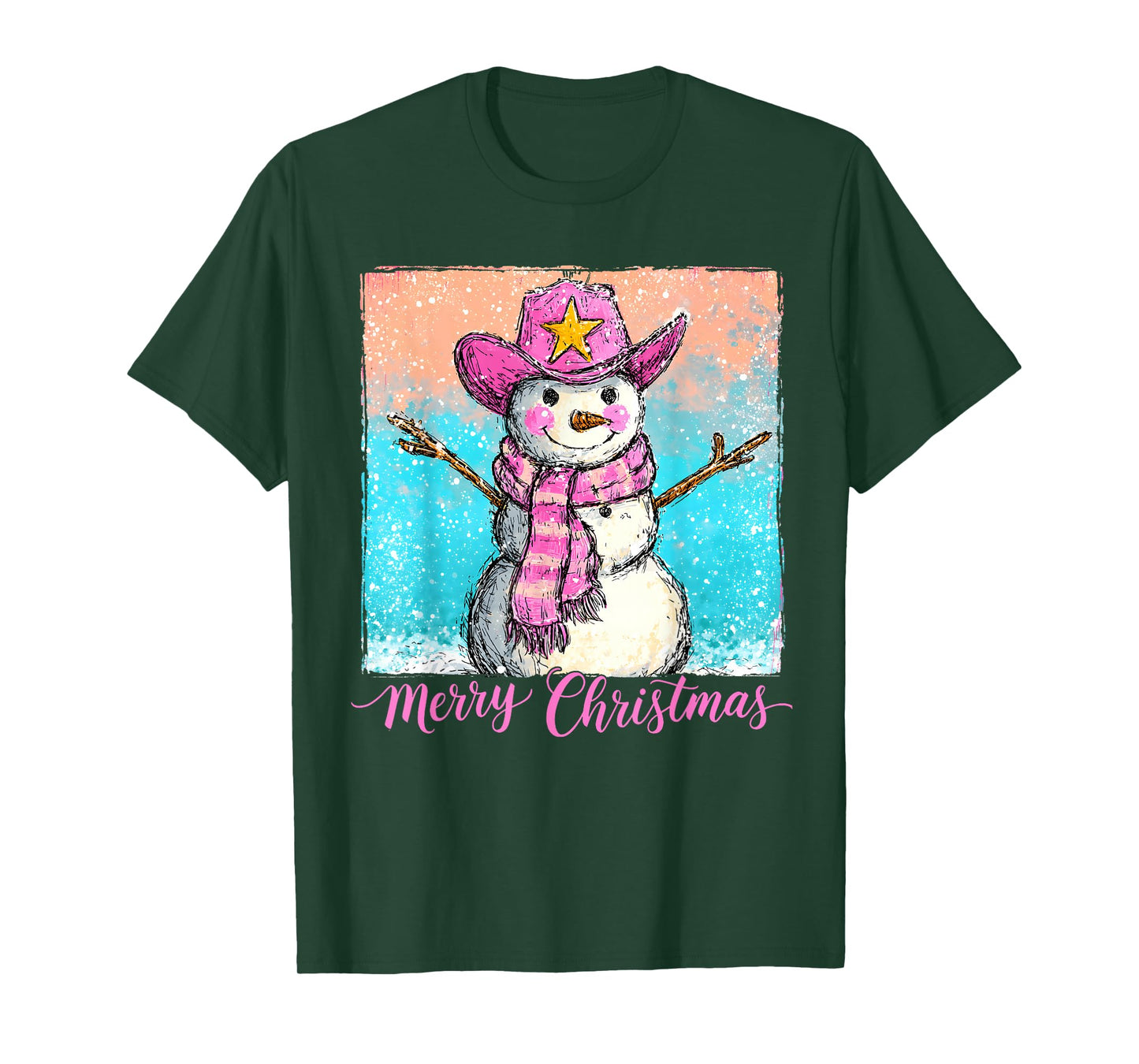 Funny Howdy Cowboy Snowman Western Merry Christmas 2025 T-Shirt