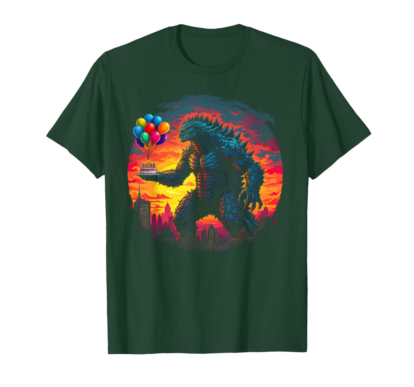 Kaiju Balloon And Cake Funny Japanese Monster Lover Birthday T-Shirt