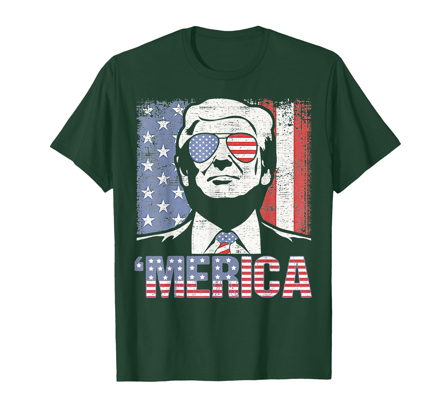 MERICA Shirt Happy 4th Of July 'Merica Trump American Flag T-Shirt