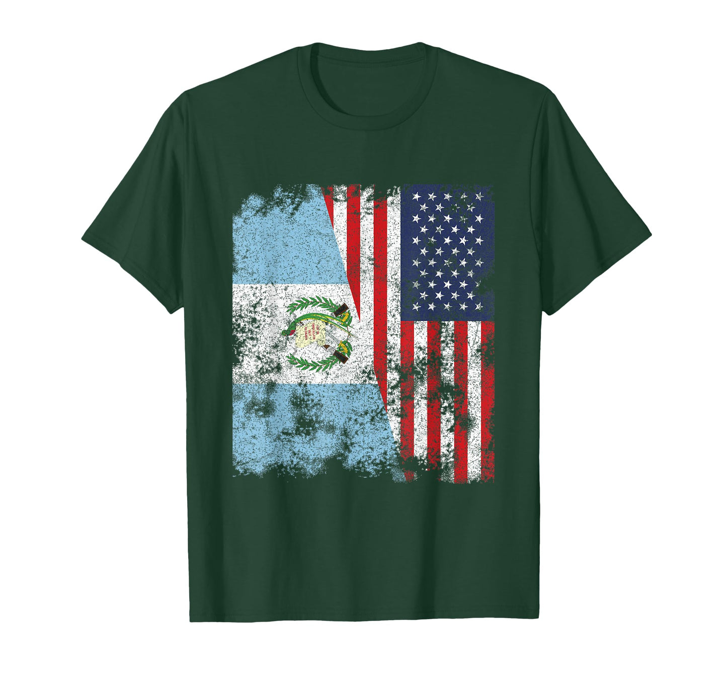 Guatemala USA Flag Distressed - Half American T-Shirt for Women Kids Men