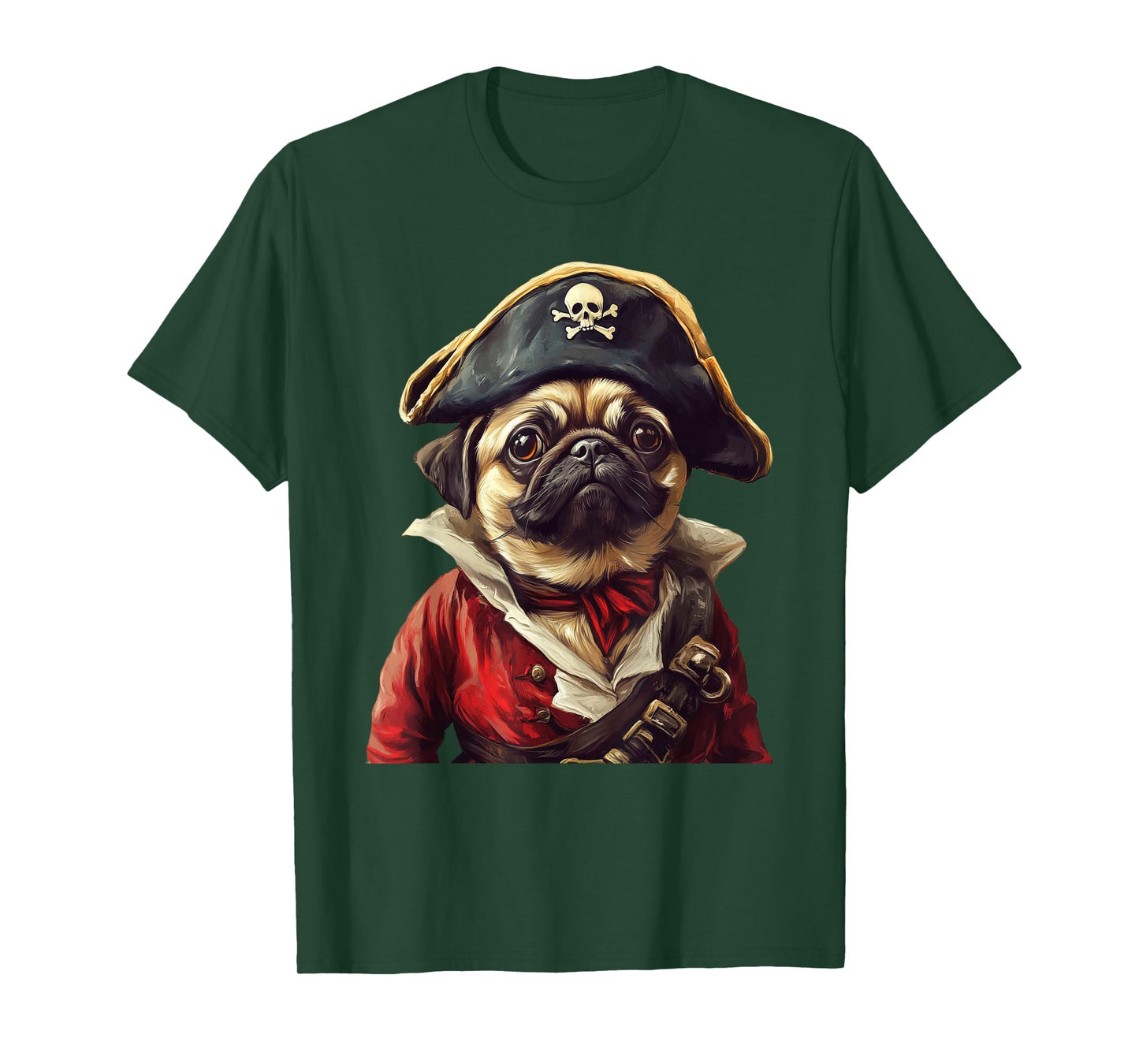 Pug Dressed As A Pirate Funny Dog Pug Halloween T-Shirt