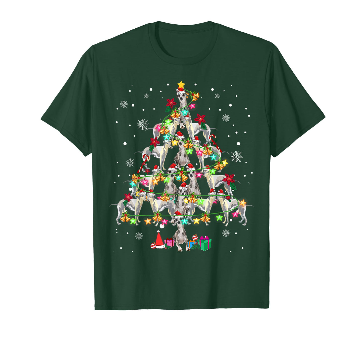 Whippets Christmas Tree Funny Whippets Lover Christmas T-Shirt