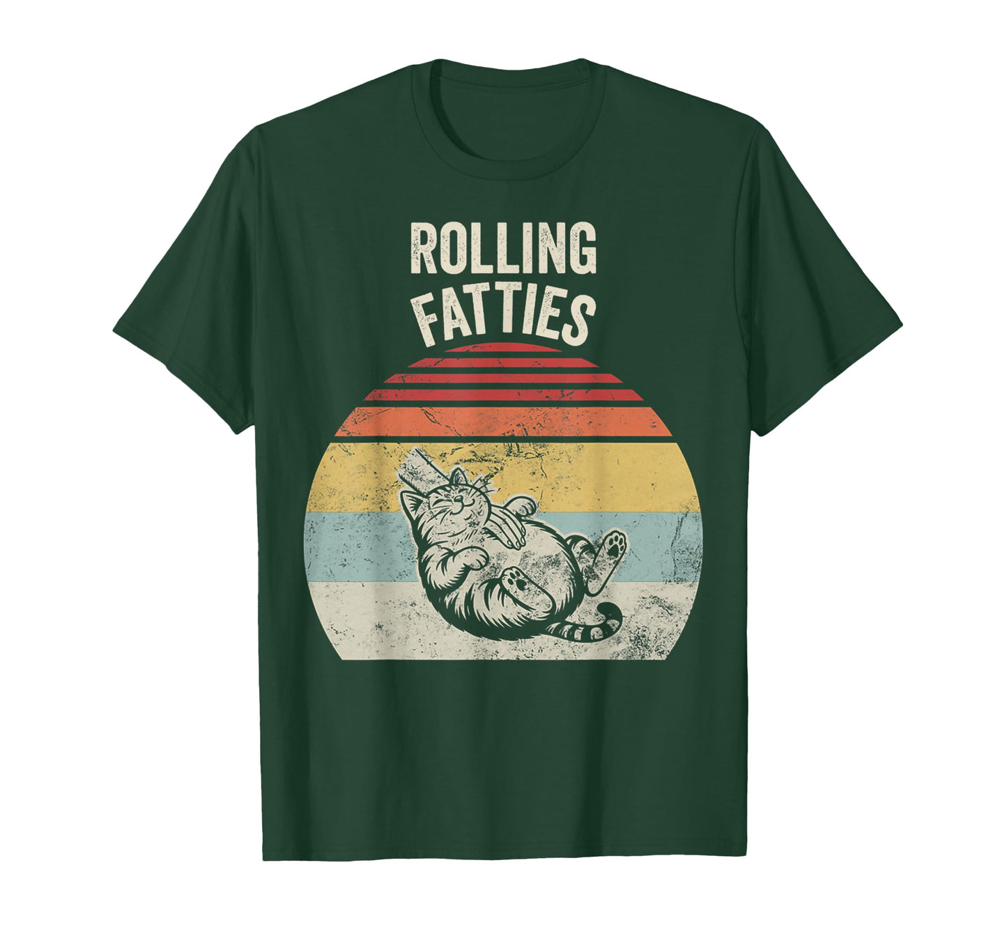 Rolling Fatties with Retro Sunset Cat T-Shirt