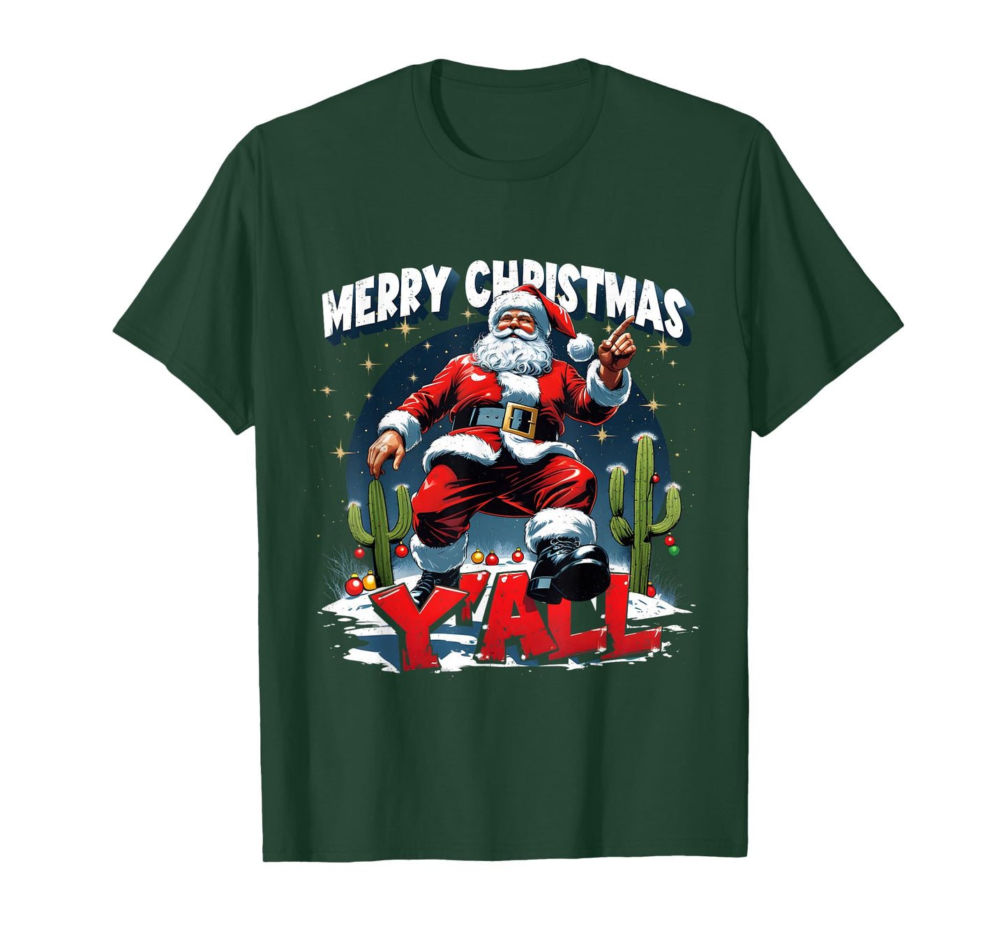 Merry Christmas Y’All Santa Western Holiday T-Shirt