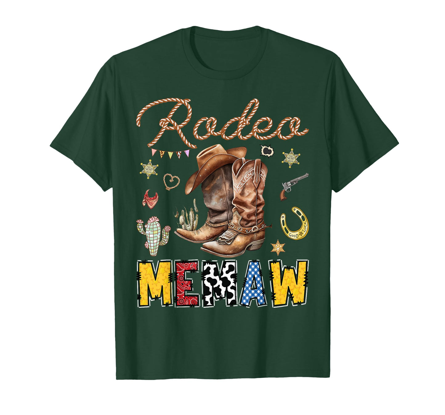 Rodeo Memaw Western Cowboy Birthday Matching Family T-Shirt