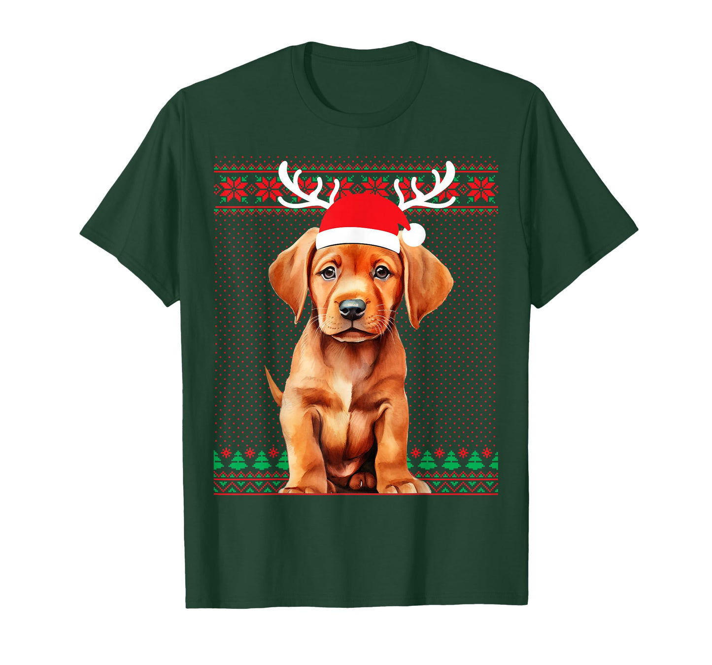 Fox Red Lab Christmas Santa Reindeer Labrador Retriever T-Shirt