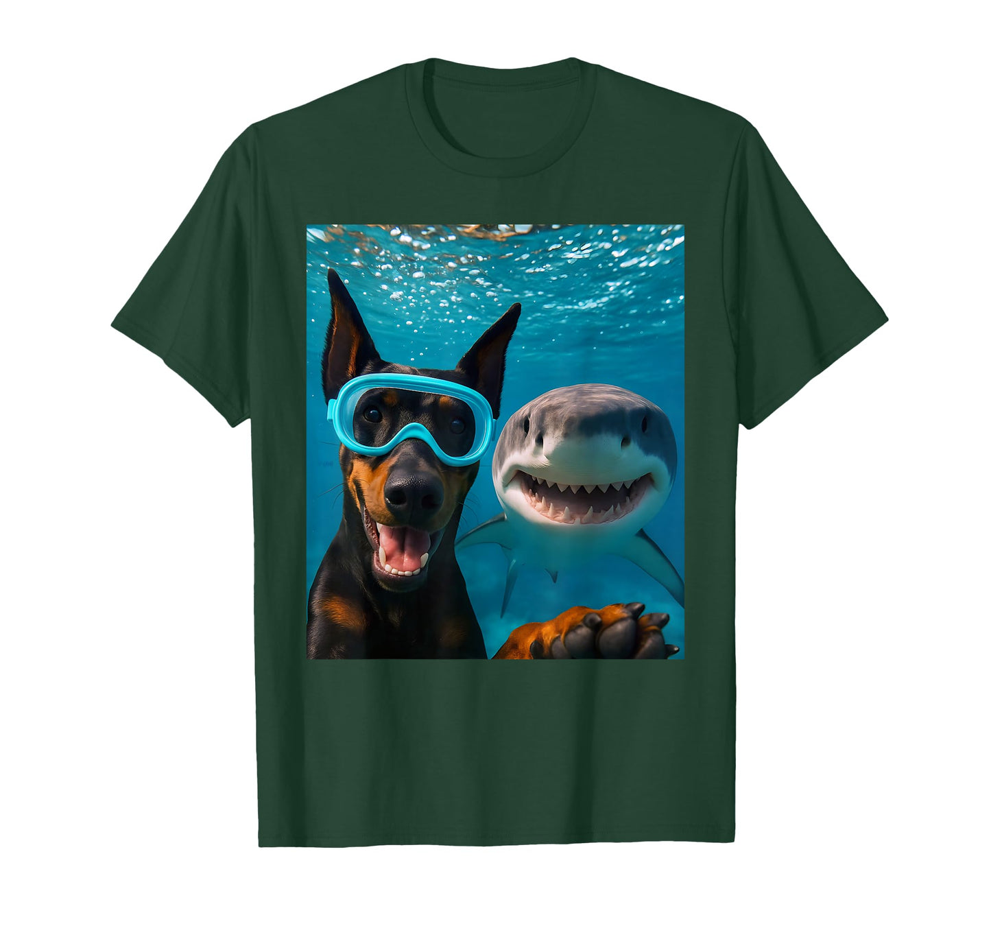 Funny Doberman Pinscher Dog Selfie with Shark Ocean Lovers T-Shirt