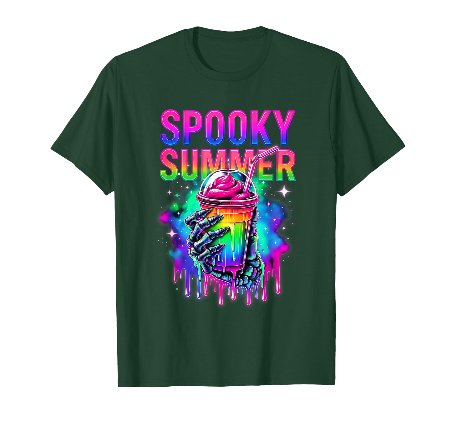 Skeleton Party Summerween Vibes SPOOKY SUMMER Drinks Funny T-Shirt