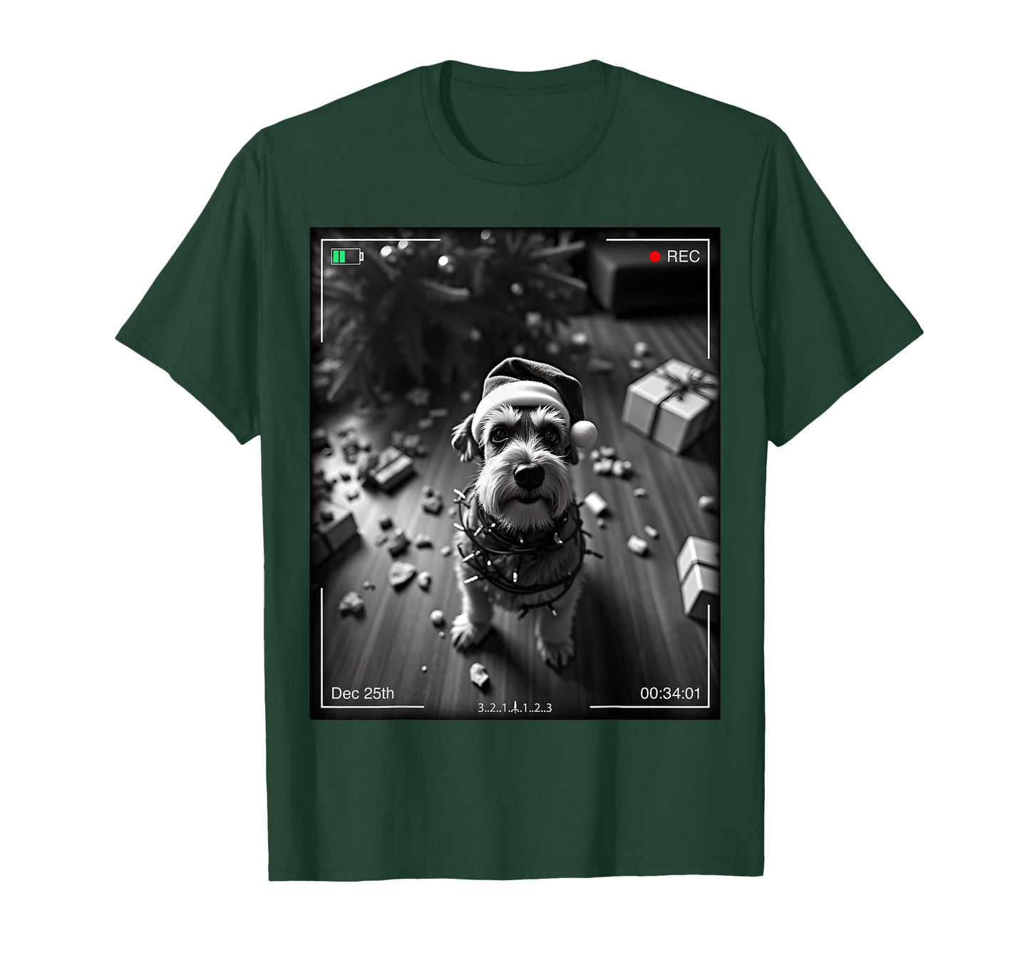 Christmas Schnauzer Caught On Camera T-Shirt