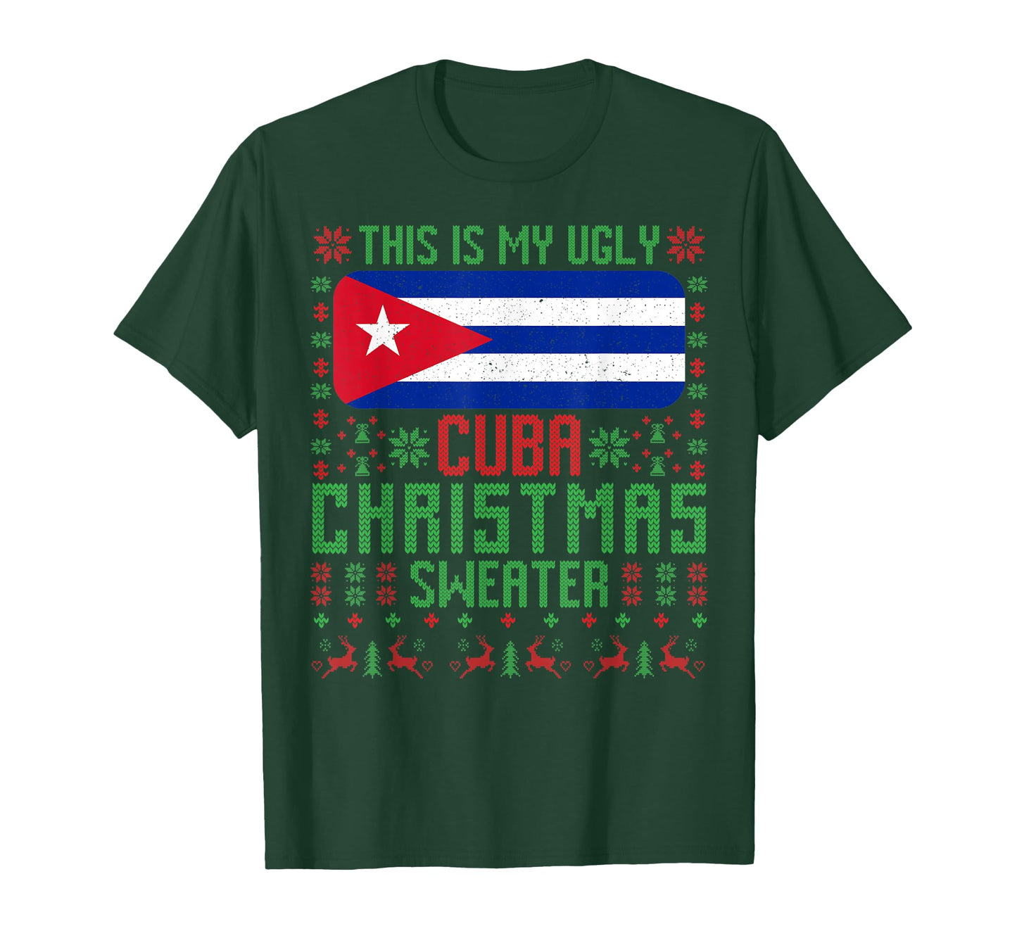 Cuba Ugly Christmas Sweater Cuba Flag for Cuban T-Shirt