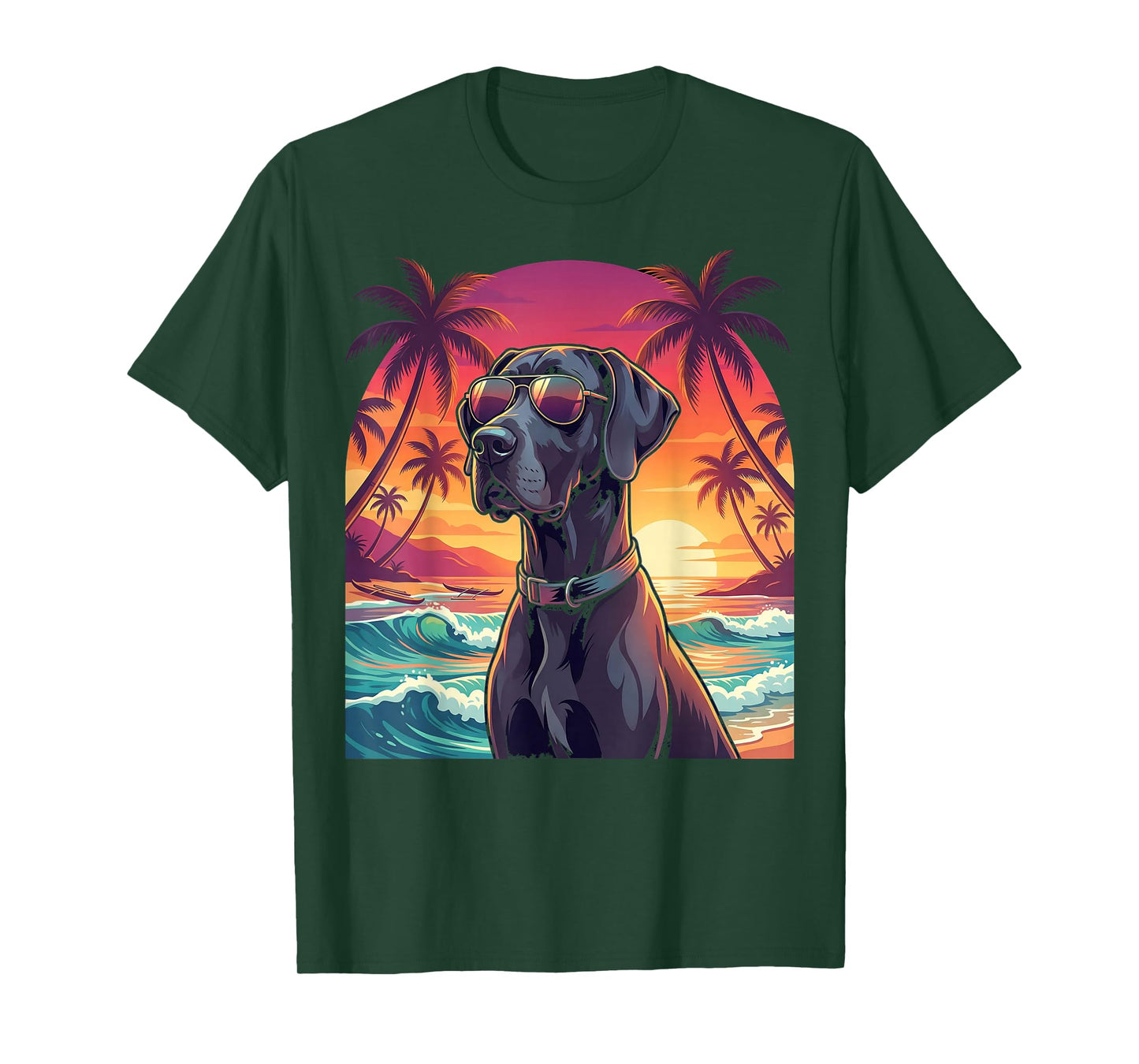 Funny Retro Great Dane Hawaiian Mom Dad Vacation Hawaii T-Shirt