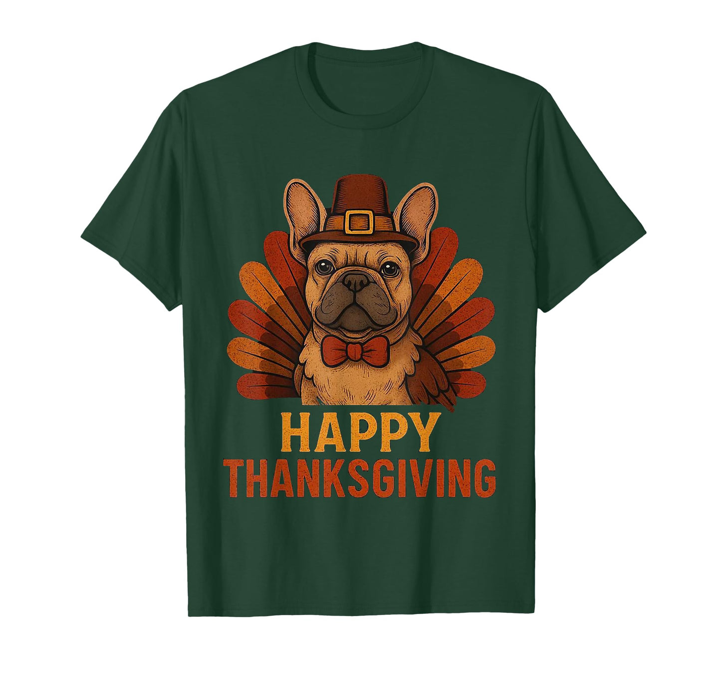 Cute Dog Frenchie Happy Thanksgiving Santa Christmas Xmas T-Shirt