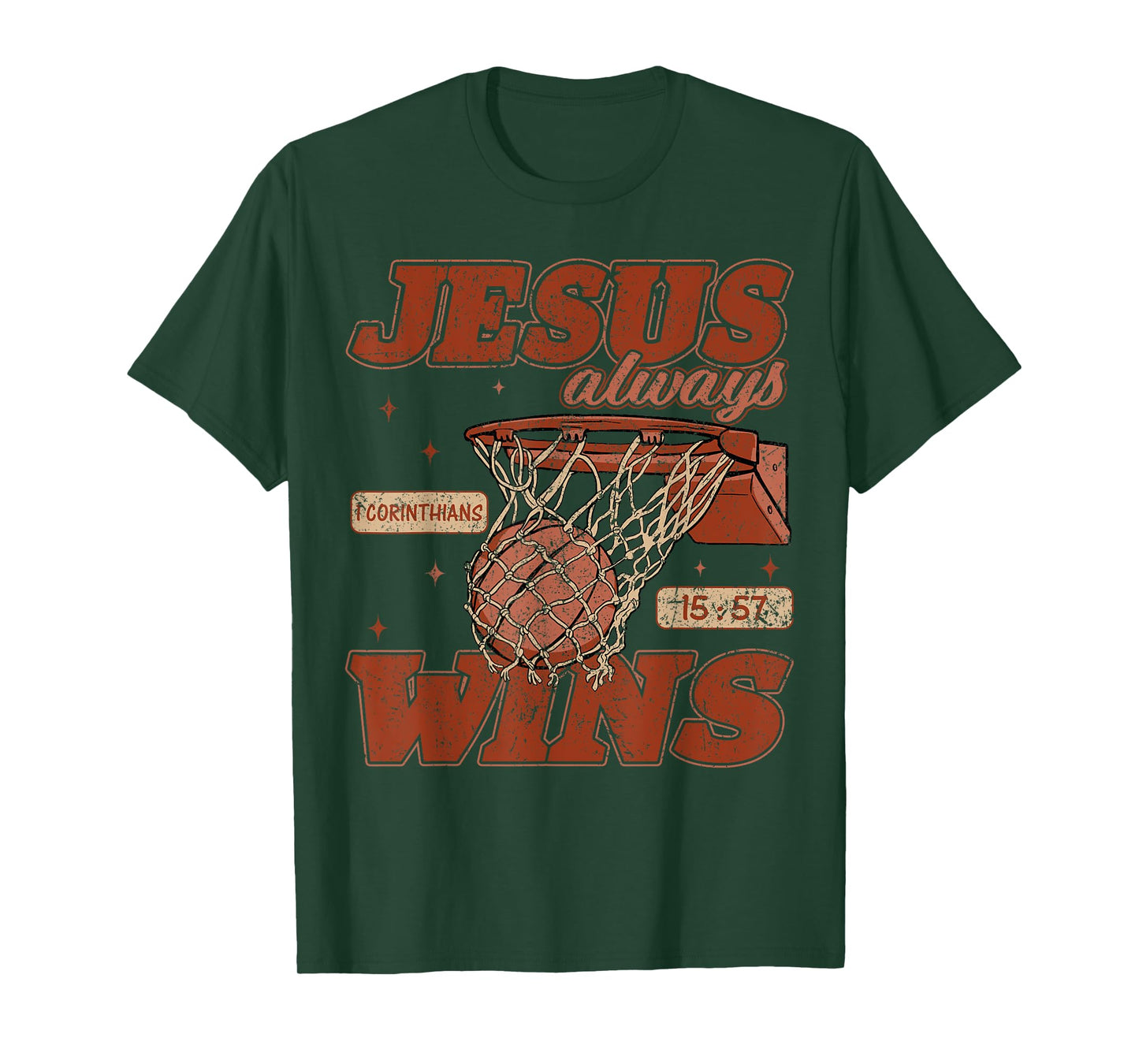 Jesus Always Wins, Christian Basketball, Jesus Motivational T-Shirt