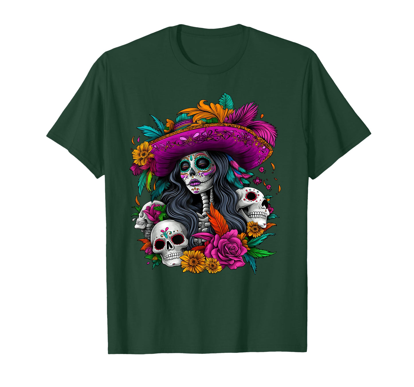Day Of The Dead Sugar Skull De Los Muertos La Catrina Women T-Shirt