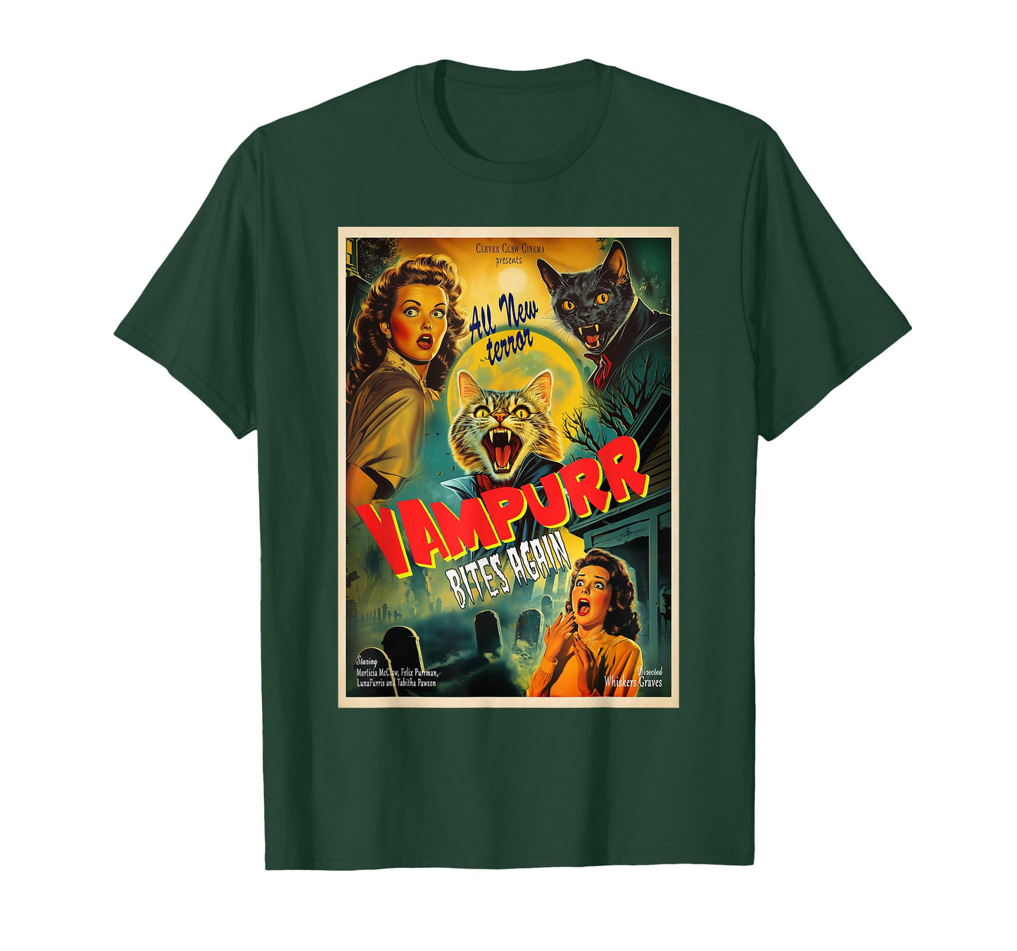 Vampurr bites again Funny Vampire Cat Halloween Vampurr cat Men Women Girls T-Shirt
