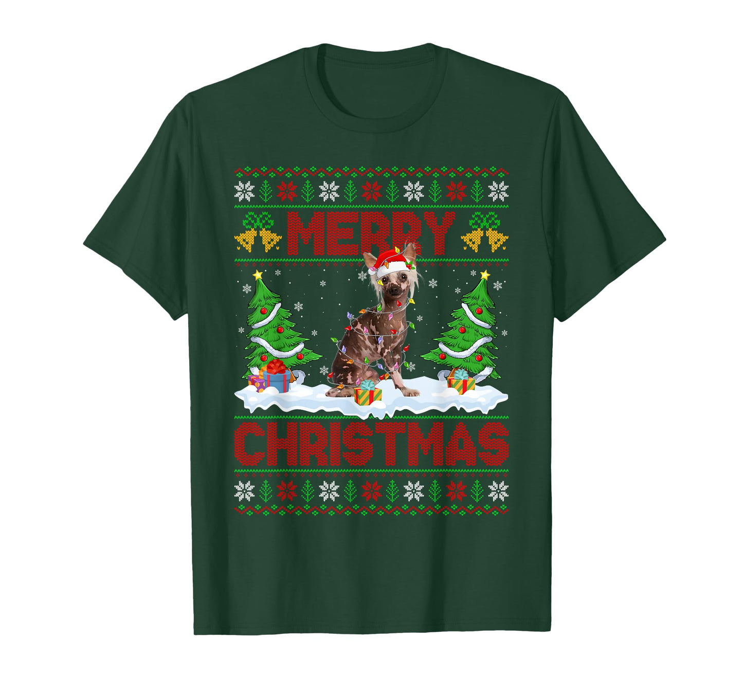 Chinese Crested Ugly Xmas Sweater Funny Pet Dog Christmas T-Shirt