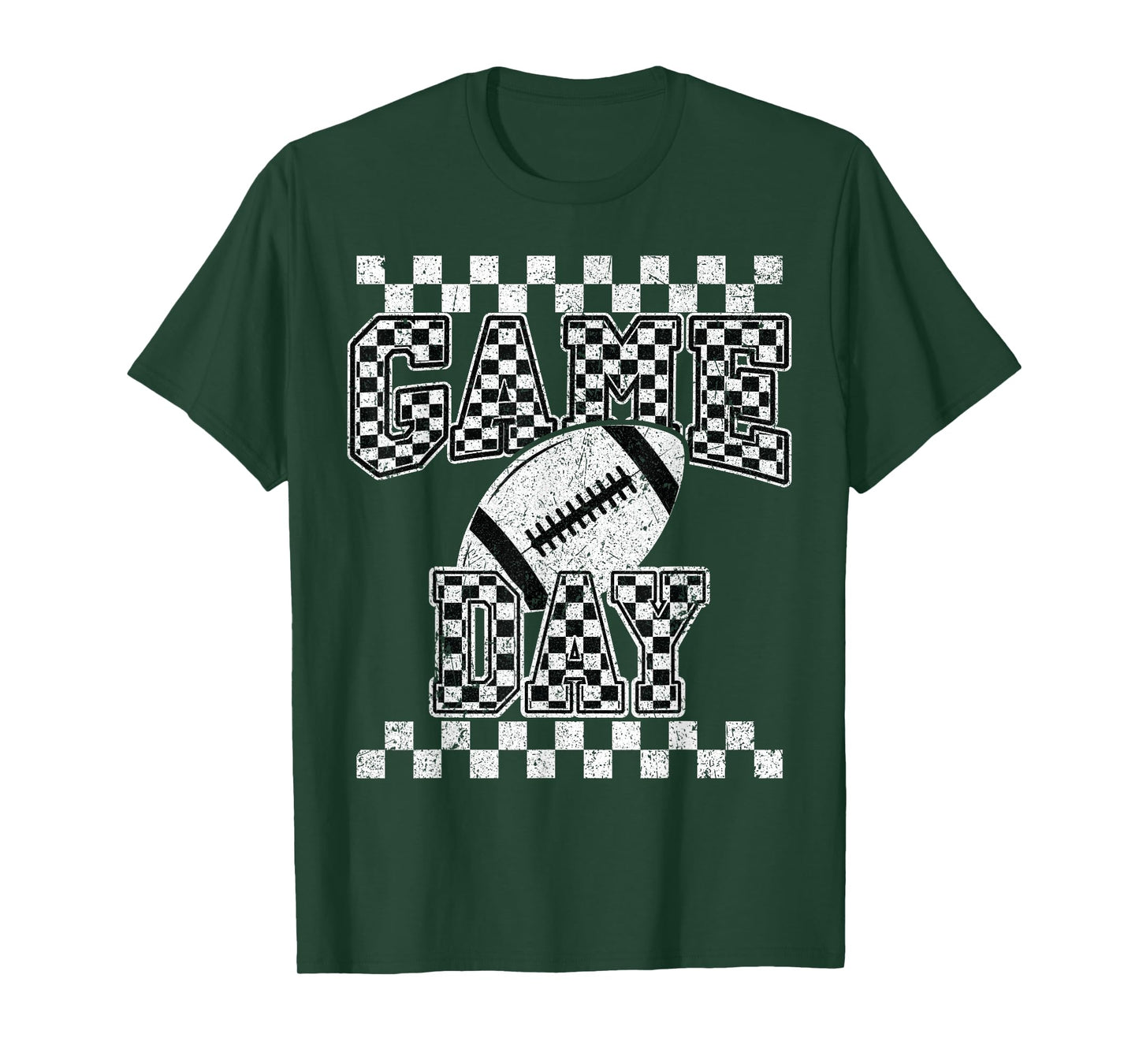 Retro Black White Football Season Checkered Game Day T-Shirt