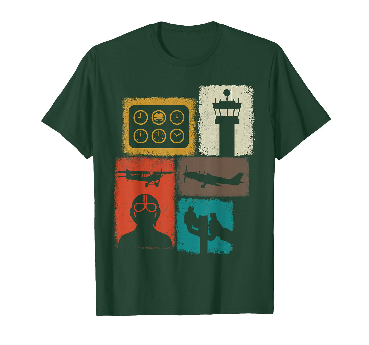 Pilot Vintage Collage Flying Men Aviator Captain T-Shirt