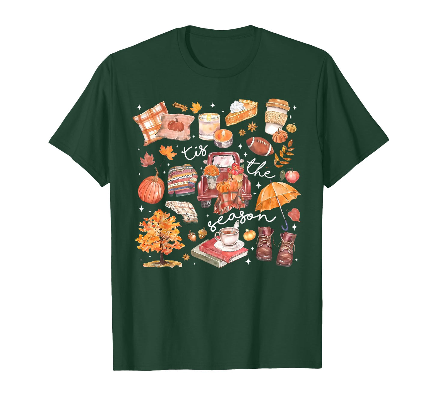 Tis The Season Pumpkin Autumn Fall Y'all Leaves Thanksgiving T-Shirt