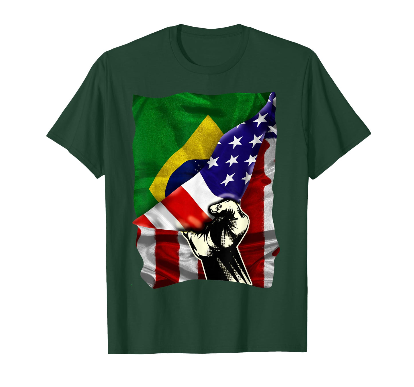Half American Flag Brazilian ROOTS USA Flag Brazil DNA T-Shirt
