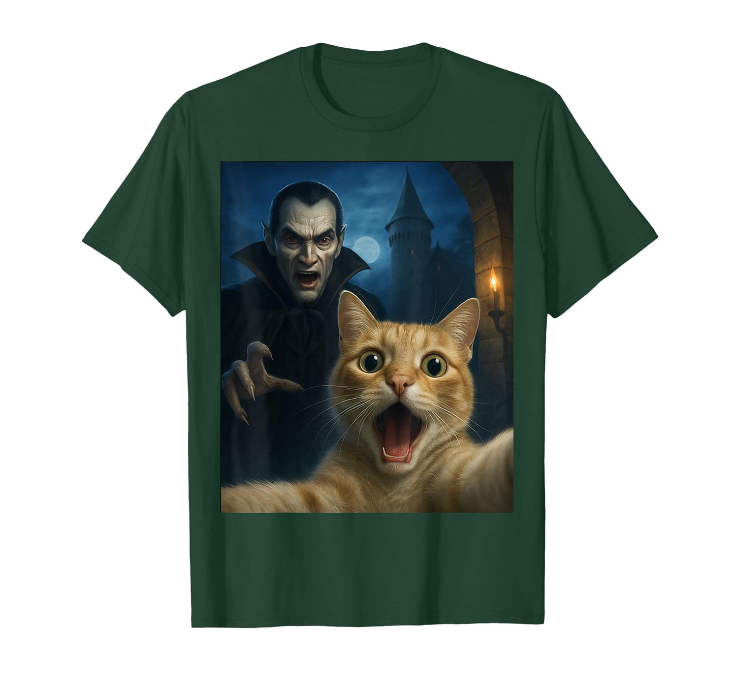 Cat Selfie with a Vampire Funny Cat T-Shirt