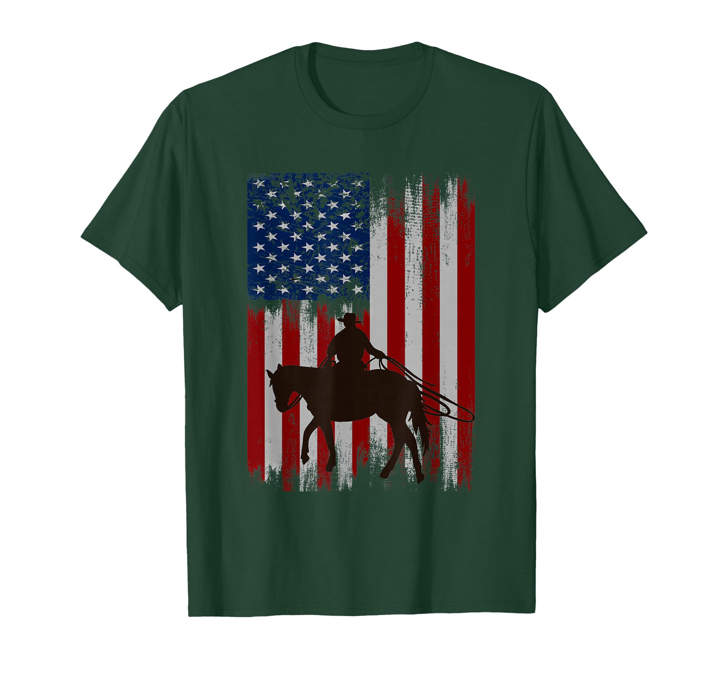Vintage USA flag cowboy silhouette horse riding western T-Shirt