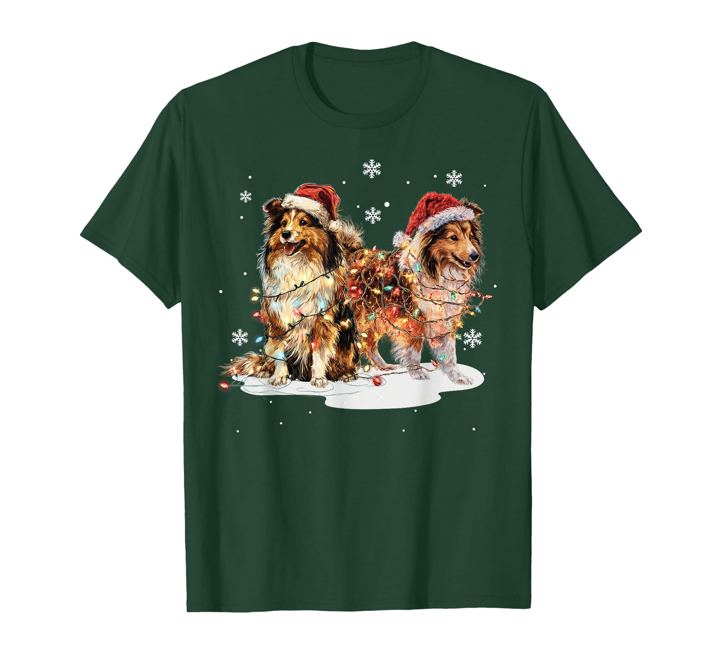 Cute Shetland Sheepdog Dog Christmas Lights Xmas Holidays T-Shirt