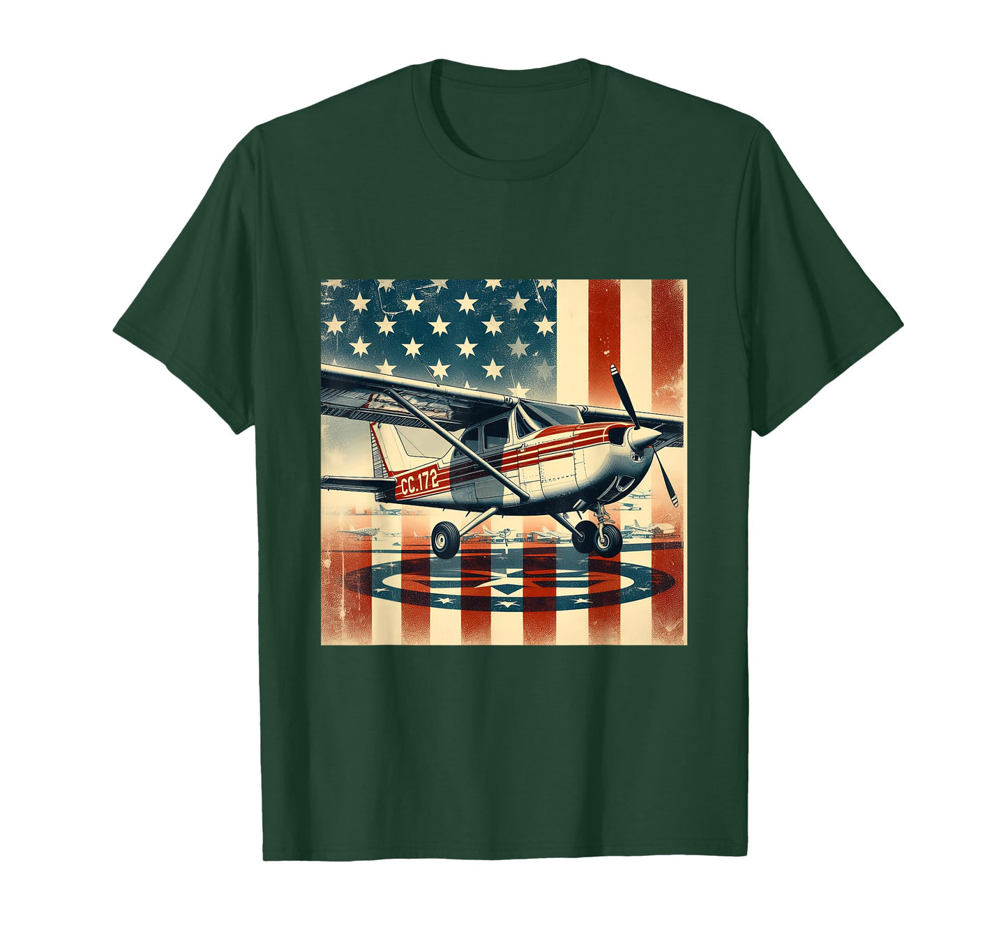 C-172 Skyhawk Vintage C172 Airplane Retro US Flag T-Shirt