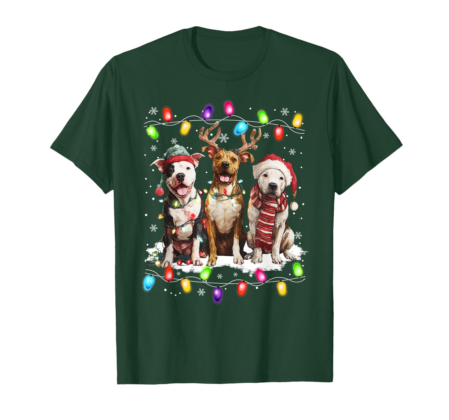 Cute Three Pitbull Christmas Women Men Dog Love T-Shirt