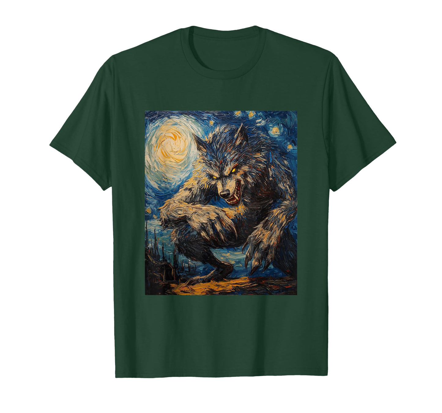 Werewolf Wolf Wolves - Van Gogh Style – Starry Night Graphic T-Shirt
