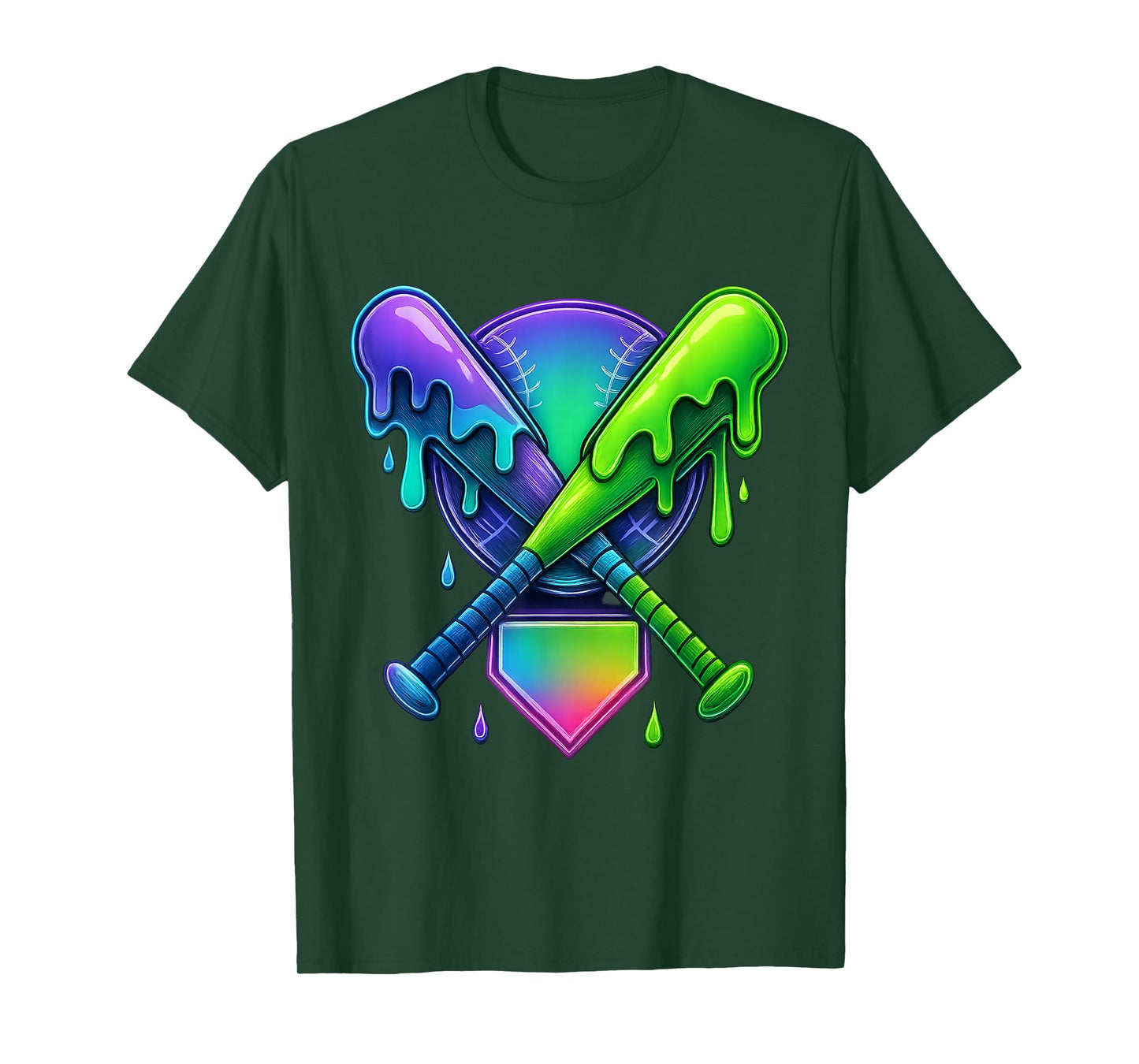 Baseball Drip for Boys Home Plate Ice Cream Drip Youth Sport T-Shirt