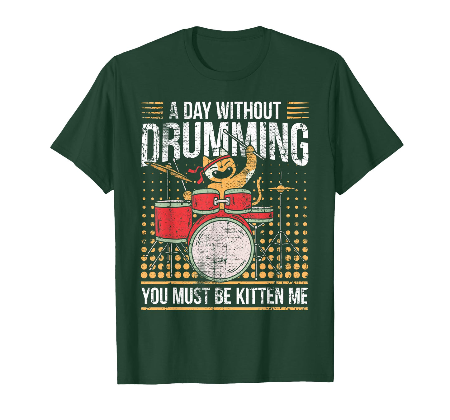 Drumming Cat Drummer Kitten Drum Set T-Shirt